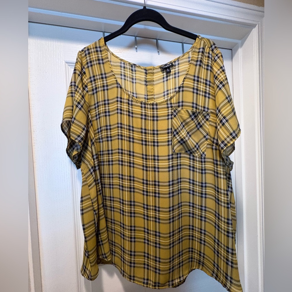 Torrid Yellow Plaid Blouse